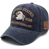 250 Anniversary USA Hat Embroidered Adjustable 250 Anniversary USA Hat,Patriotic Bald Eagle Baseball Cap for Men Women Gifts