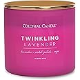 Colonial Candle Pop of Color Twinkling Lavender 14.5 Oz Scented Matt Glass Jar Candle, Three Premium Cotton Wicks