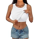 AUTOMET Women's Tank Tops with Built in Bras,Ribbed Racerback Workout & Casual Summer Tops, Comfy Daily Wear and Layering
