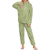 BAJAOEY Women's Flannel Pajama Set Winter Warm Long Sleeve with Pockets and Pants Soft Cozy Loungewear