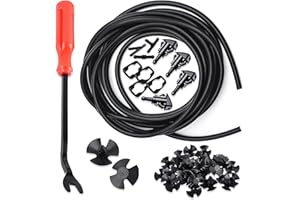 Miytsya 42 in 1 Front Windshield Washer Nozzle Kit, OEM #4805742AB 5116079AA Fluid Hose Connectors, for Chrysler Dodge Jeep Ram (2M Hose, 4 Hozzles, 4 Washers, 3 Connectors, 30 Retainers #Black)