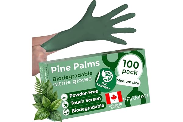 FRAMAR Green Nitrile Gloves Medium - Disposable Gloves Medium, Rubber Gloves Disposable, Cleaning Gloves, Kitchen Gloves, Mec