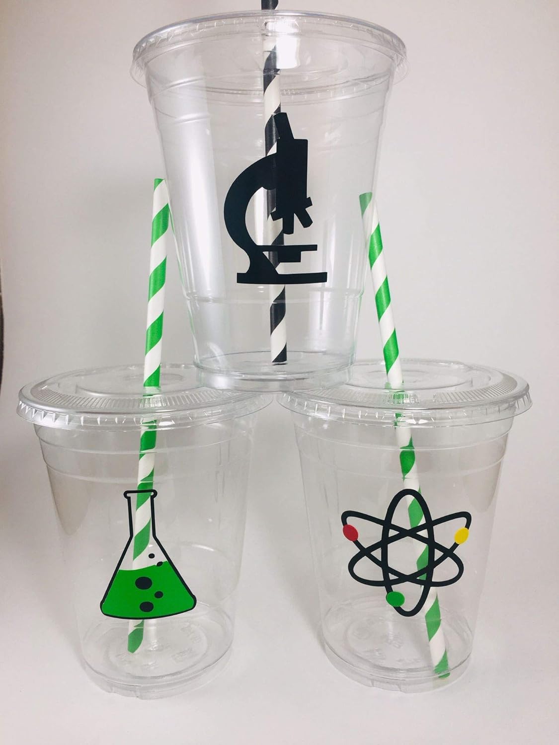Science Party Cups Disposable Set 12 With Lids Straws Handmade
