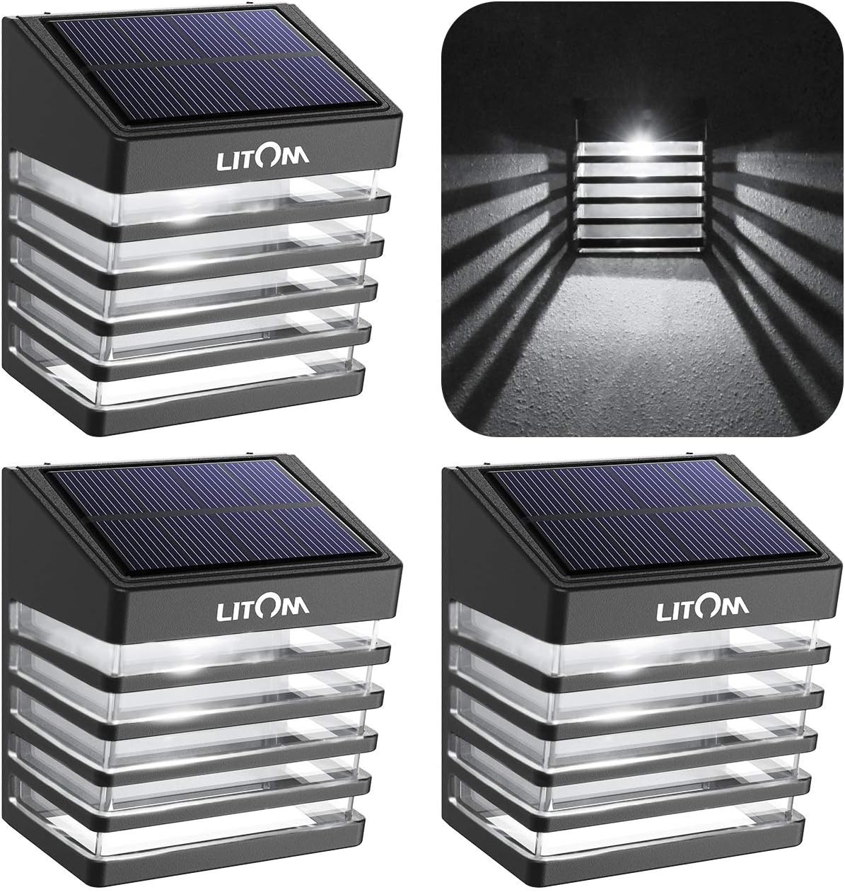 LITOM Solar Motion Lights Outdoor, Enhanced 63 LED Solar Lights with 3 Modes, 270°Wide Angle, IP65 Waterproof, Easy-to-Install Security Lights for Front Door, Yard,Garage, Deck, Fence-2 Pack