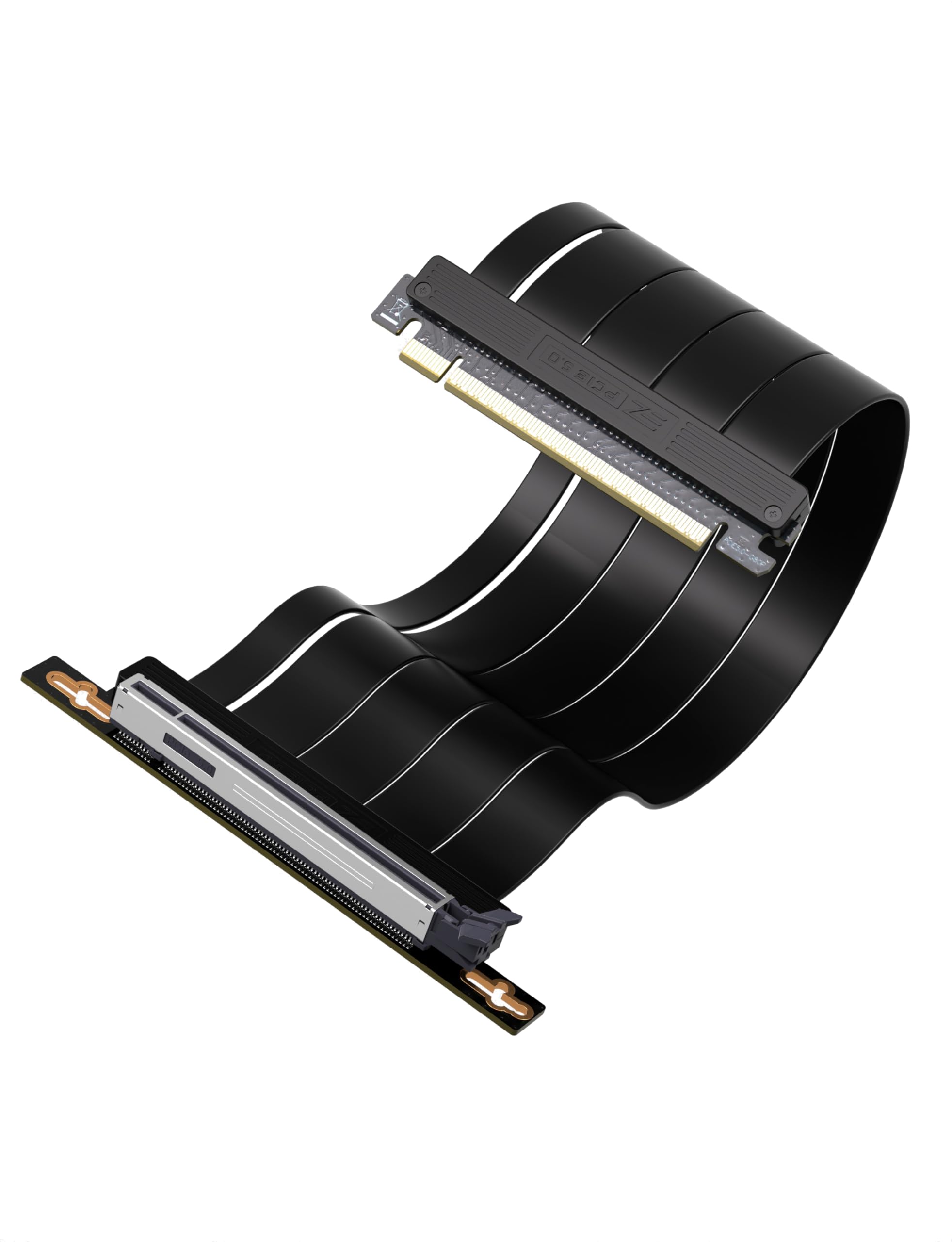 Photo 1 of EZDIY-FAB PCIe 5.0 X16 Riser Cable,128GB/s Bandwidth, for RTX 50/40 & RX 9000/7000 GPUs, PCIe Extension Card, Backward Compatible with PCIe 4.0/3.0,Vertical GPU Mount,Right Angle-30cm,Black