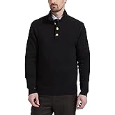 Kallspin Men's Pullover Sweater Wool Blend Midweight Mock Neck Quarter-Button Long Sleeve Pullover