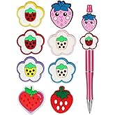 8Pcs Silicone Focal Beads for Pens – Premium Soft, Durable Beads for Custom Pen Making, DIY Craft Projects, and Personalization – Assorted Colors and Designs (Strawberry)