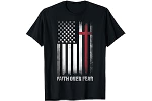CHRISTIAN GIFTS CO. Christian US USA Flag American Christ Faith Over Fear Cross T-Shirt
