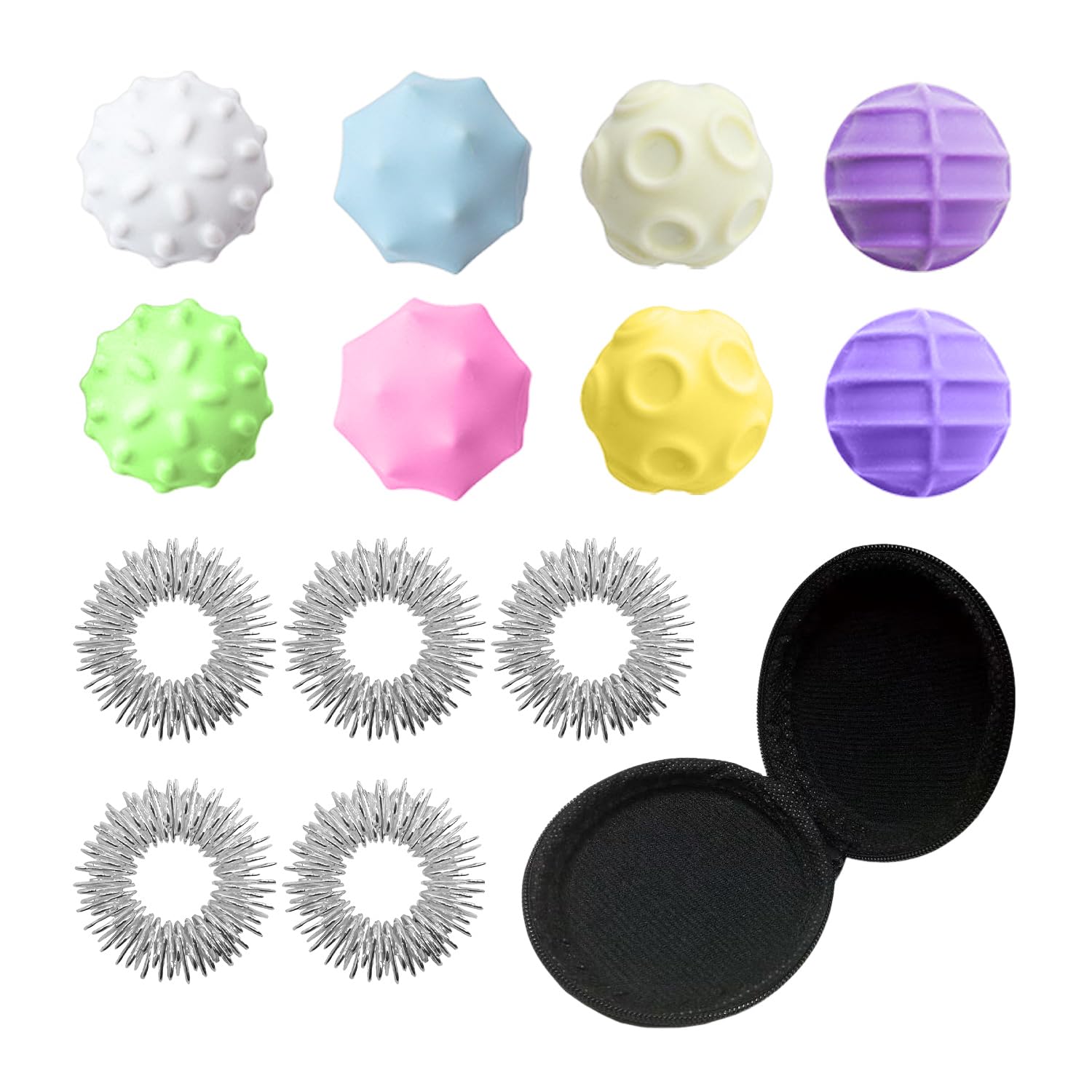 LBAAUX 8 Pieces Of Magnetic Balls, 1 Piece Of Storage Bag, 5 Pieces Of Finger Rings, Silicone Decompression Toys, Children'S, Portable Soothing Props, Suitable For Home And Travel.