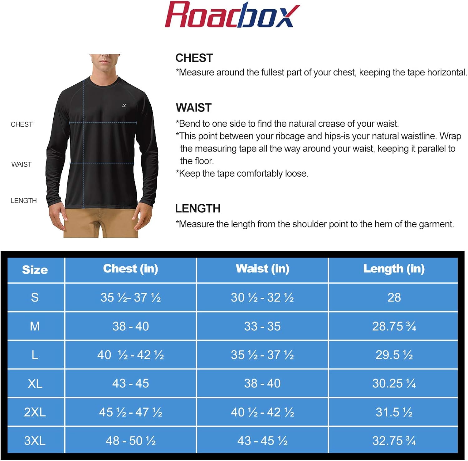 Roadbox Men's Sun Protection UPF 50+ UV Outdoor Long Sleeve Dri-fit T-Shirt Rashguard Shirts for Running, Fishing, Hiking: Clothing
