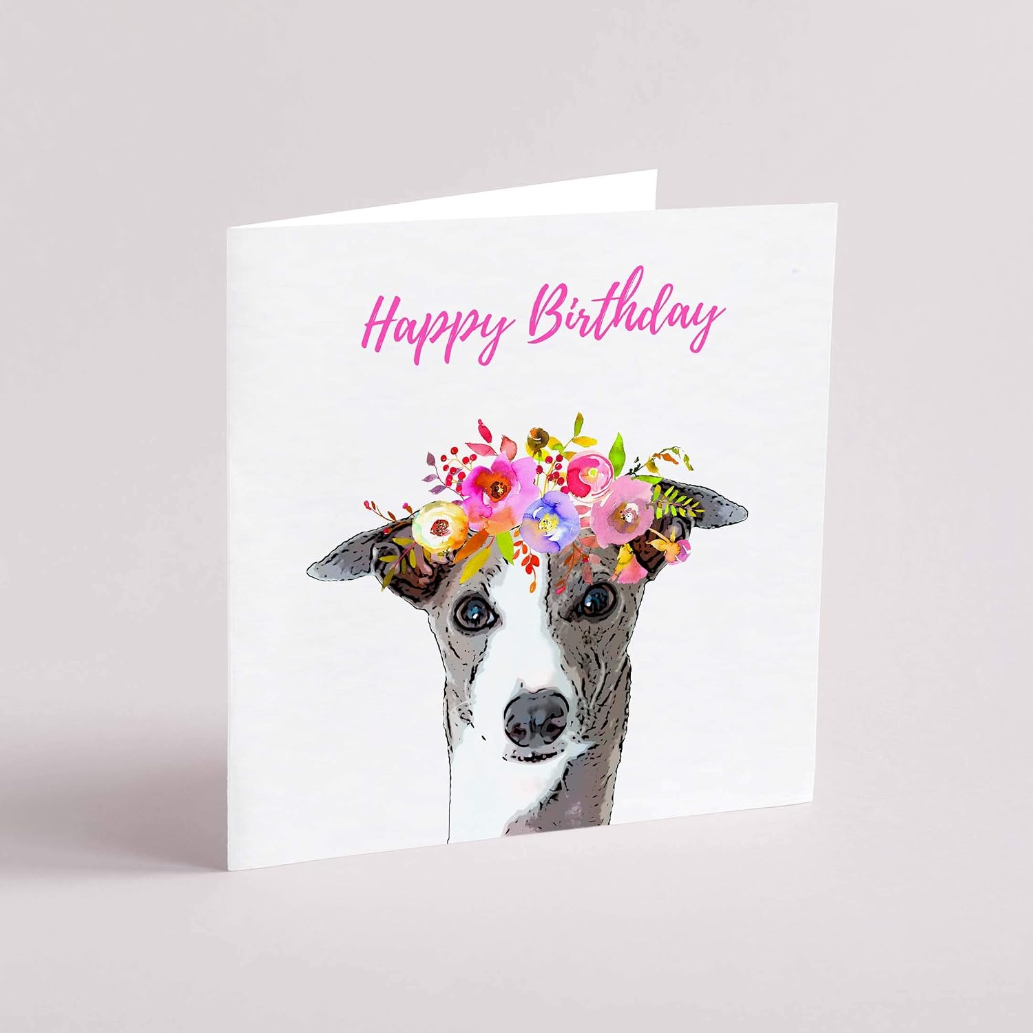 Greyhound Birthday Card, white, 6 x 6 inch - Image 3