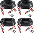 ZOSI 4 Pack 100ft (30 Meters) 2-in-1 Video Power Cable, BNC Extension Surveillance Camera Cables for Video Security Systems (Included 4X BNC Connectors and 4X RCA Adapters)