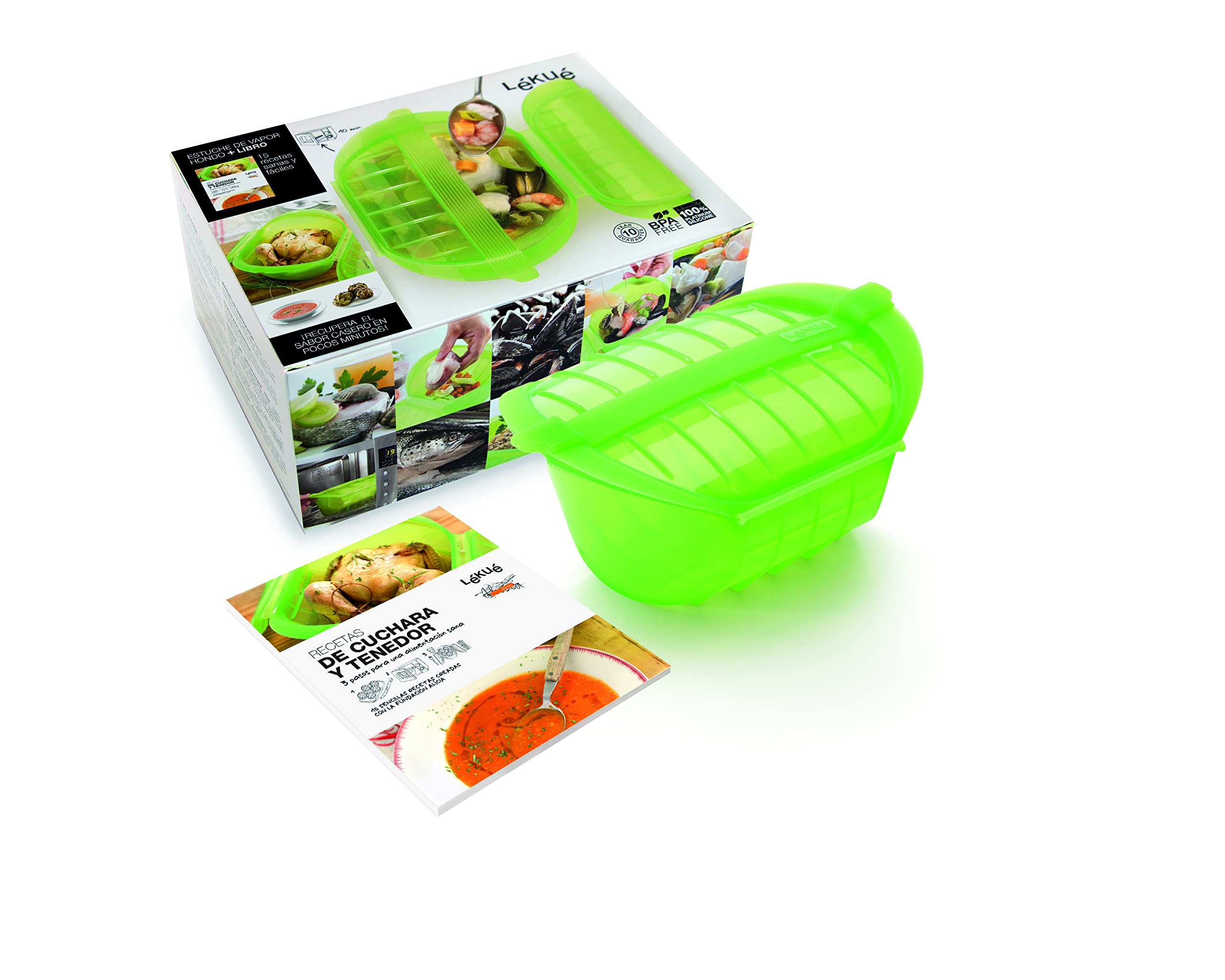 Lékué Book Kit + Steam Case, Green, 3-4 People