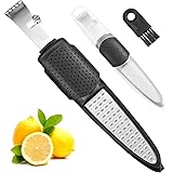 FLVDRBY 4-in-1 Lemon Zester, Heavy Duty Cheese Vegetable Citrus Zester Grater with Handle for Lemon, Garlic, Nutmeg, Chocolat