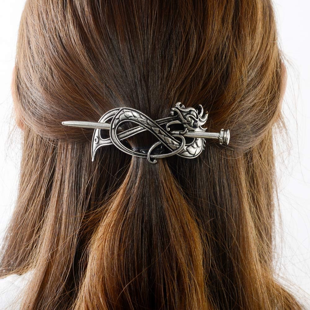 Viking Celtic Hair Clip Hairpins- Viking Hair Accessories Dragon Hair Barrettes Long Hair Pin Hair Sticks Irish Hair Decor for Long Hair Jewelry Braids Hair Clip With Stick
