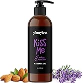 Tempting Lavender Massage Oil for Couples - Aromatherapy Sensual Massage Oil for Date Night with Lavender Essential Oil and Sweet Almond Oil - Vegan Non Staining Non Greasy Smooth Gliding Formula