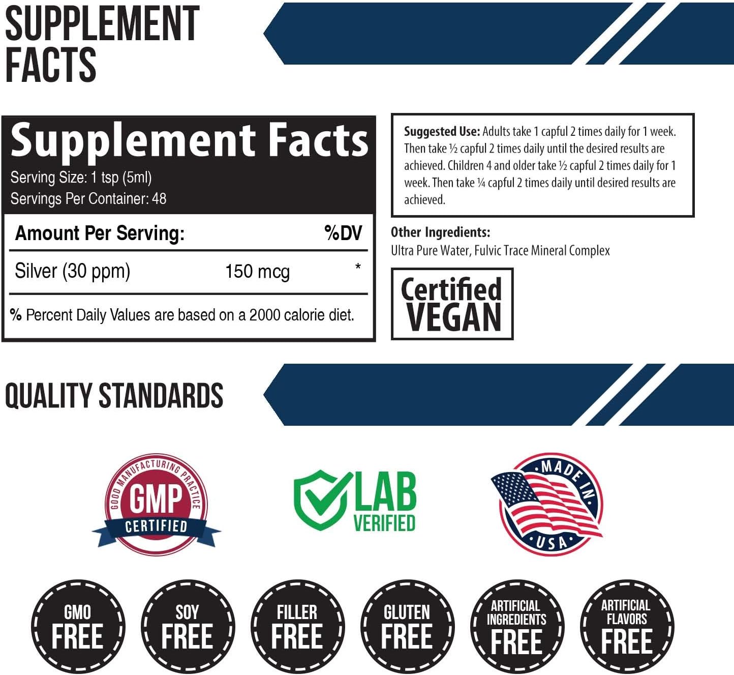 Bioactive Colloidal Silver - 8 oz, Glass Bottle, Vegan, Safe Doses with Highest Effectiveness - Nano Ions, 30 PPM - Immune Support (48 Servings): Health & Personal Care