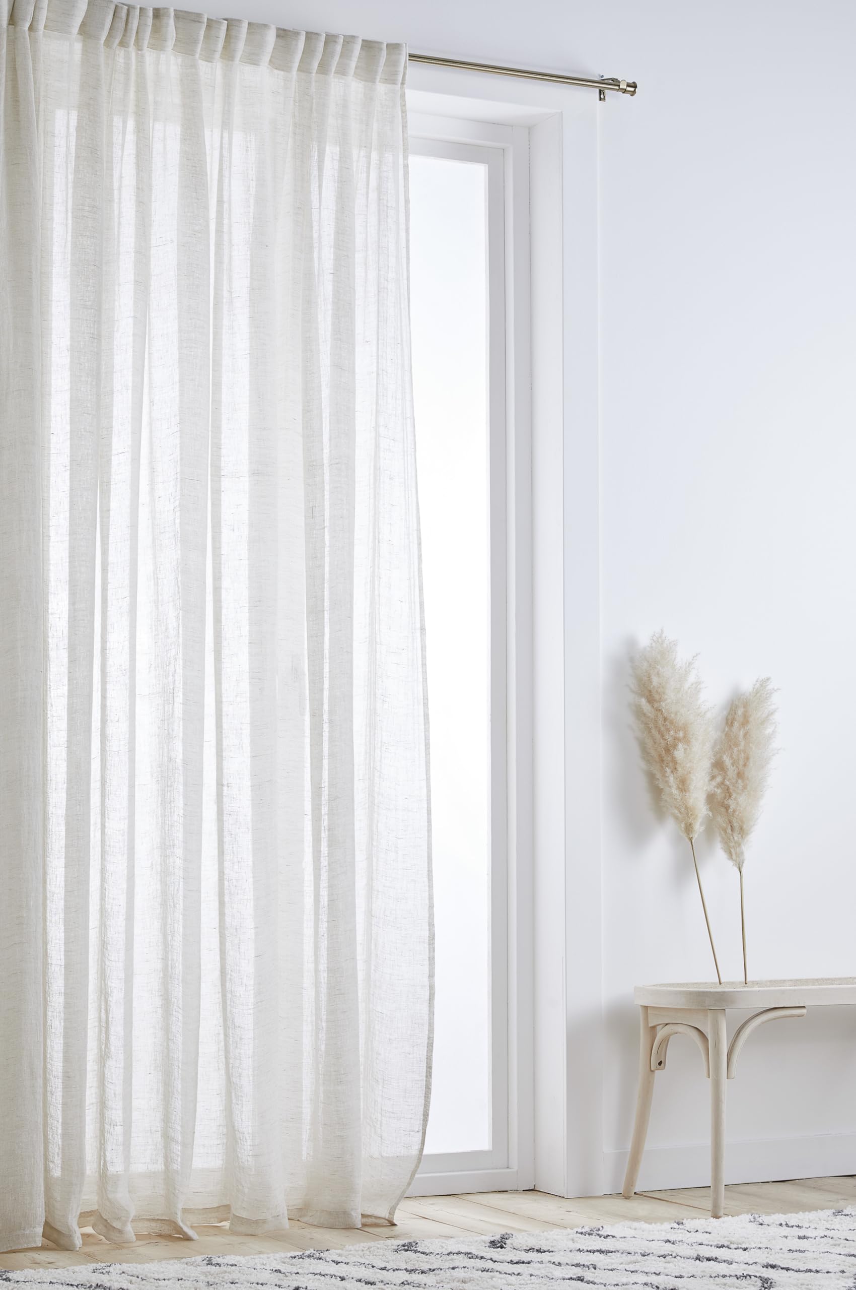 JOTEX Ellen Multifunctional Curtain - Linen Curtain Extra Wide 100% Linen (Pack of 1) - Linen Beige, 250 cm