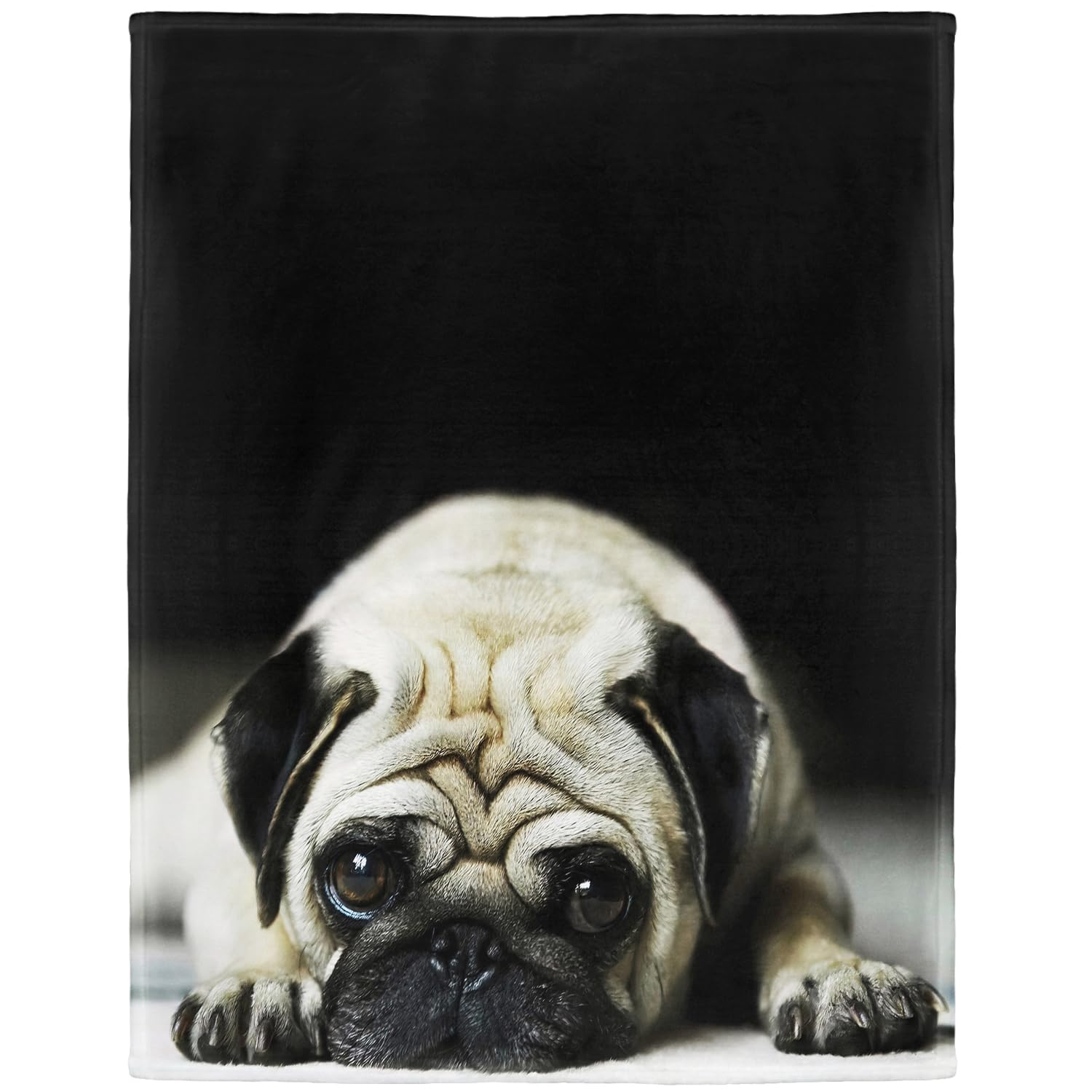 YISUMEI 125x200 cm Blanket Comfort Warmth Soft Cozy Easy Care Machine Wash Pug Tummy Daze,White