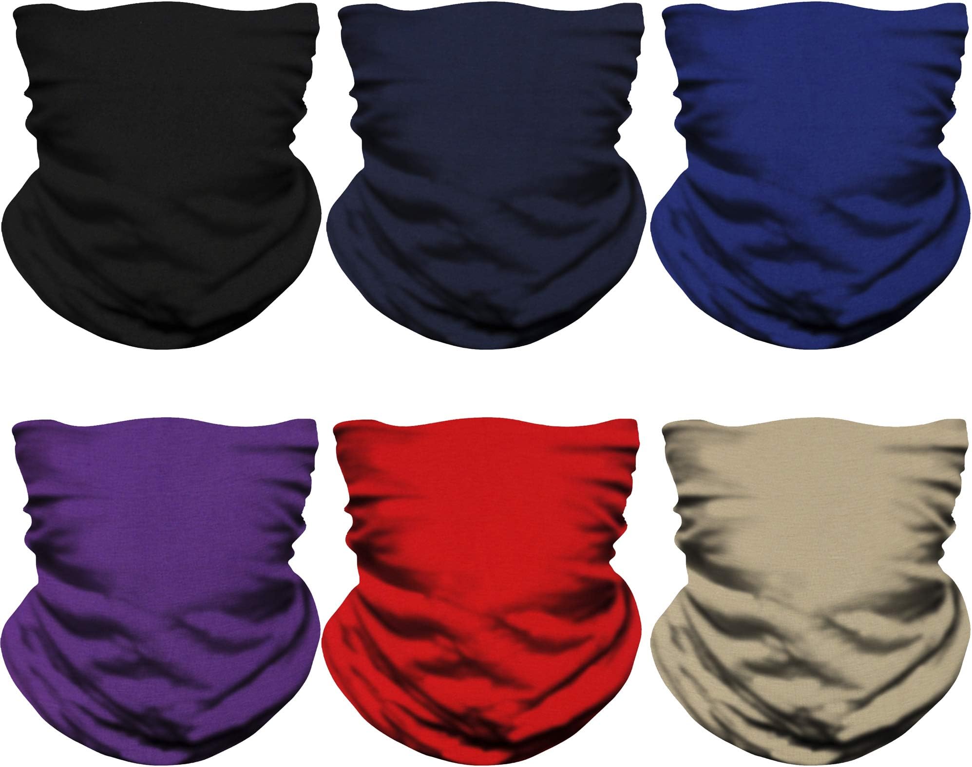 NTBOKW Face Mask Bandana for Sun Dust Wind Seamless Headband for Men Women Neck Gaiter Rave Face Mask for Festival Party Riding Motorcycle Riding Biker Cycling Fishing Tube Mask 6 Pack