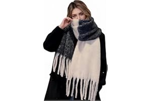 Sofvoyami Women's Winter Scarfs, Mohair Vintage Scarf for Women and Men, Large Chunky Scarf Cashmere Feel Blanket Wrap