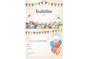 Naïa Design – 15 French Children's Party Invitations with Envelopes – Birthday Invitation Card for Boy and Girl – Size 5.5 x 