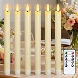 Eldnacele LED Taper Candles Flickering Real Wax Remote Timer Battery Operated view 1