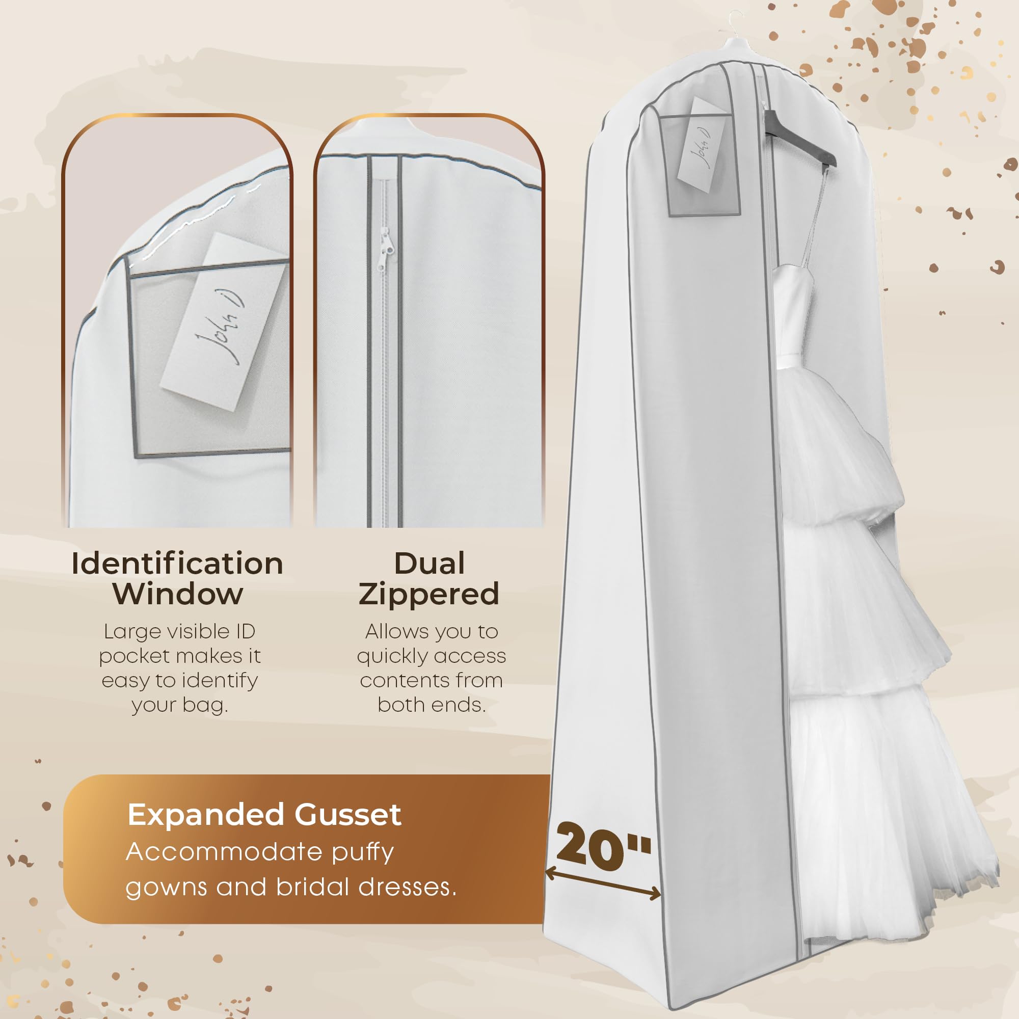 Your Bags Wedding Dress Garment Bag - Garment Bags for Travel & Hanging Clothes or Storage Preservation - 72
