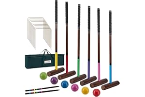 SpexDarxs 28’’ Six Player Croquet Set, Croquette Kit with Premium Wooden Mallets/Colored Balls/Wickets/Stakes/Carrying Bag, Classic Family Game for Outdoor Backyard Lawn