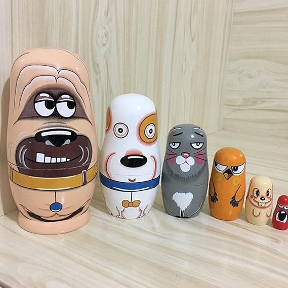 Set of 6 Animal Nesting Dolls for Kids Cute Dog Matryoshka Dolls