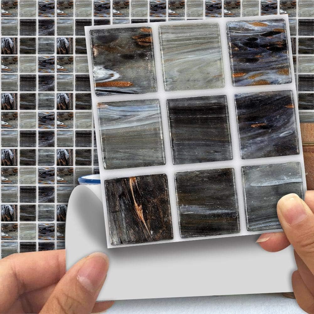 Ingeniously 18pcs Marble Matte Mosaic Stickers, 1010cm PVC Waterproof DIY Self Adhesive Wall Tile Sticker for Home Bathroom Kitchen Living Room Decoration