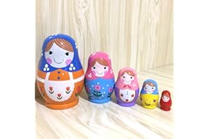 cdar Christmas Nesting Dolls，5 Sets Wooden Russian Dolls，Holiday Santa Snowman Nesting Dolls Set Novelty Nested Toys for Christmas Decor Gift