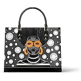 Afroyla African Black Women's Leather Bag, Medium Size, Premium Vegan Leather, Valentine's Day Gifts for Her, Wife, or Mother