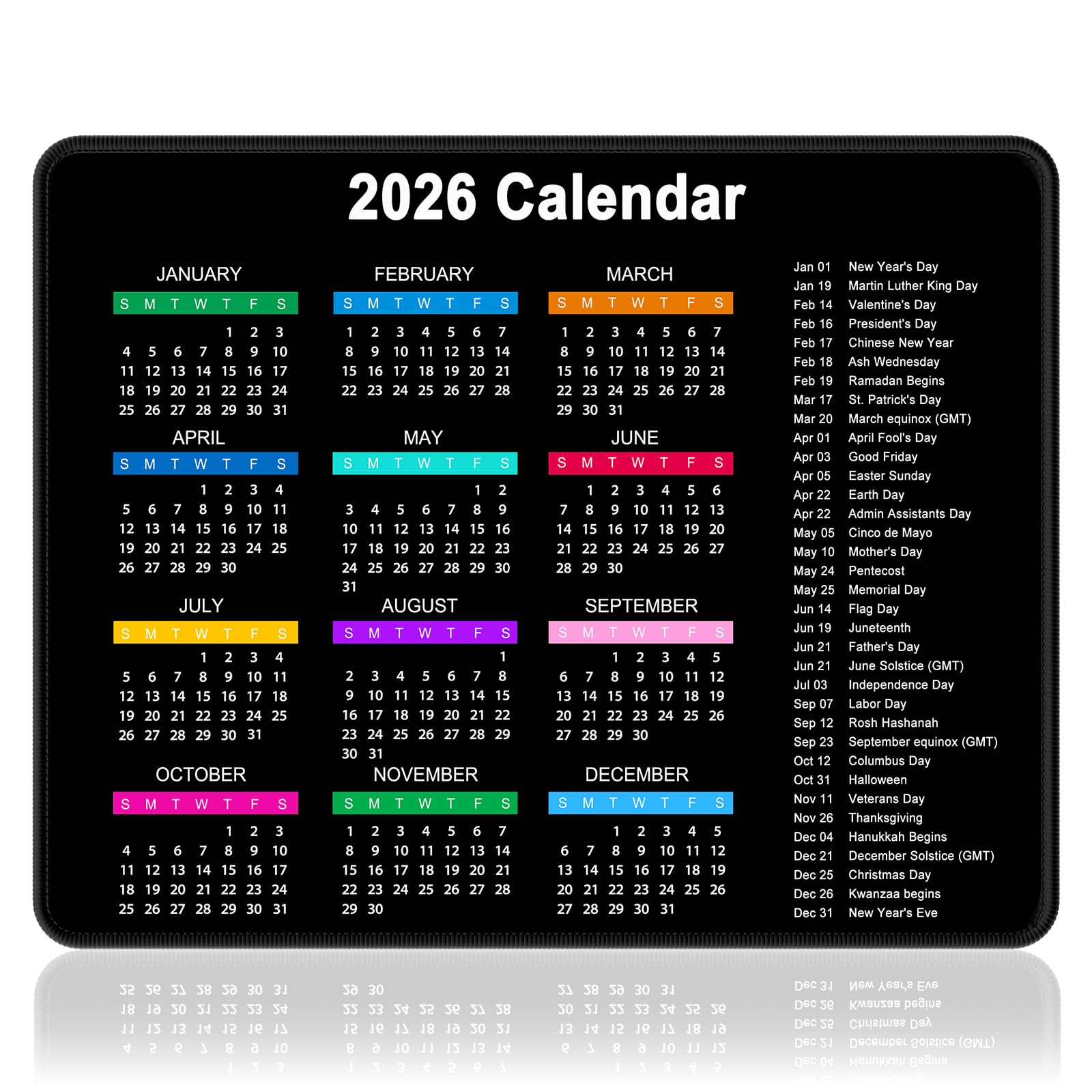 Dapesuom 2026 Calendar Mouse Pad, Computer Mousepad with Stitched Edges ...