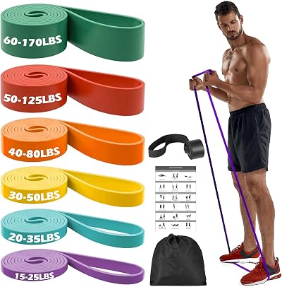Zacro Pull Up Bands Set 6 Levels Resistance with Door Anchor Training Poster