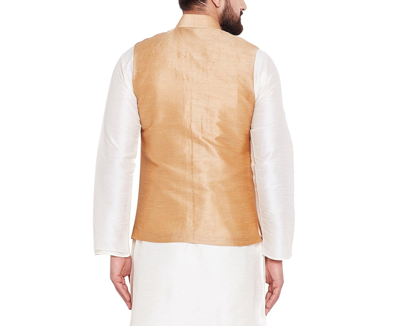 sojanya (since 1958) mens gold dupion silk designer only nehru jacket