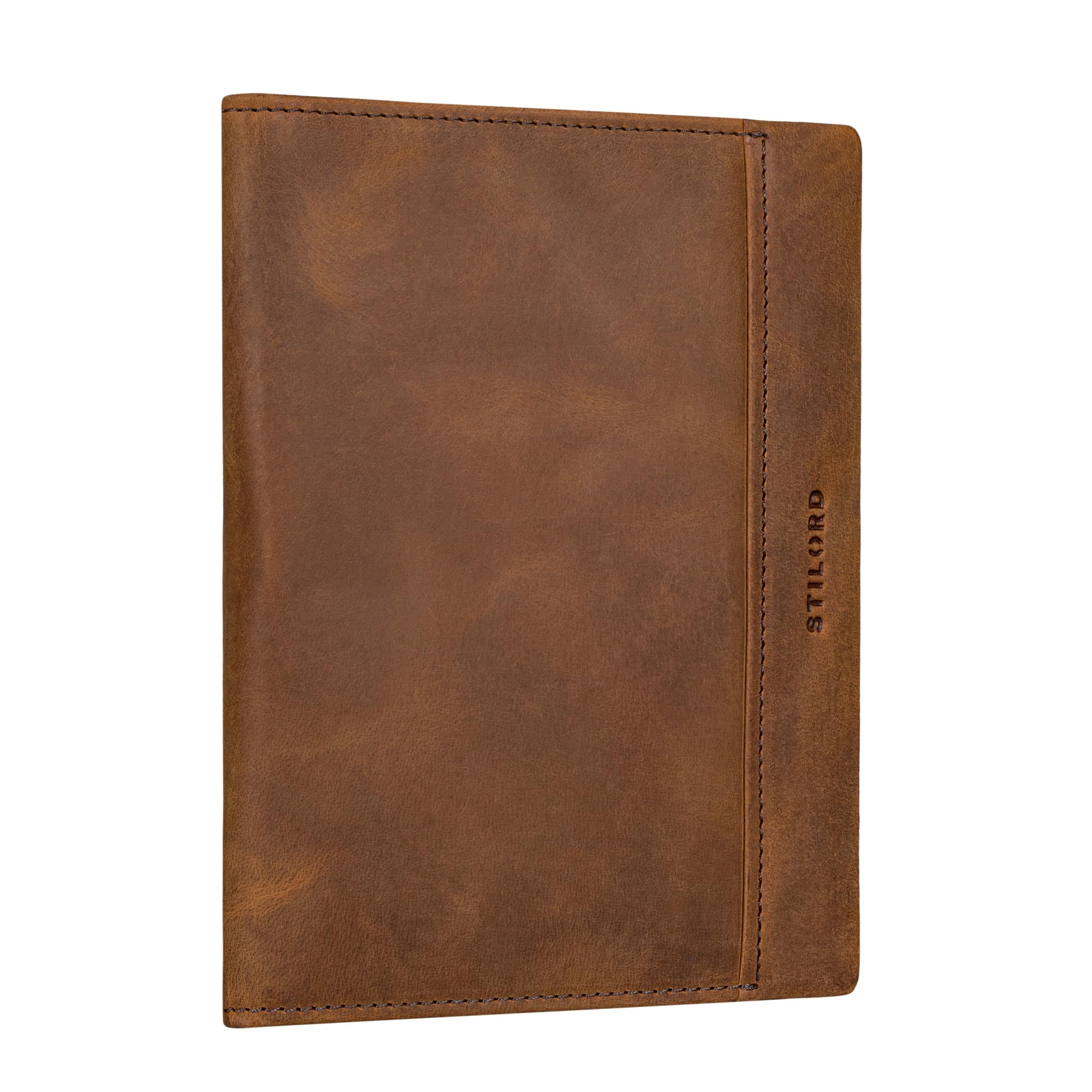 STILORD "Bernhard" A5 Leather Document Case - Business Folder, Office Organiser, Conference Folder - Genuine Leather Cover Colour:Sepia - Brown