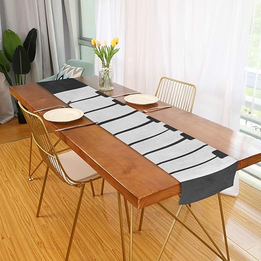 Amazon Com Love Beautiful Table Runner Black Piano Keyboard Music