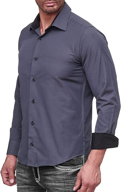 Baxboy Herren Hemd Slim Fit Bugelleicht Fur Anzug Business Hochzeit Freizeit Langarm Hemden Fur Manner Langarmhemd R 44 Amazon De Bekleidung
