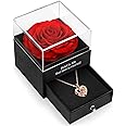 HEGUD Preserved Real Rose for Mom with I Love You Necklace in 100 Language Girlfriend, Eternal Real Rose Flower Gifts for Women Mom Wife on Mothers Day Birthday Anniversaries