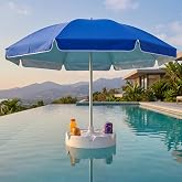 PASAMIC 7FT Floating Table Umbrella with Base &amp; Cup Holder, Portable Pool Umbrella for Inside of Pool, Floating Poolside Shade Include Easy Carry Bag for Swimming Area, Beach, Lake House, Navy