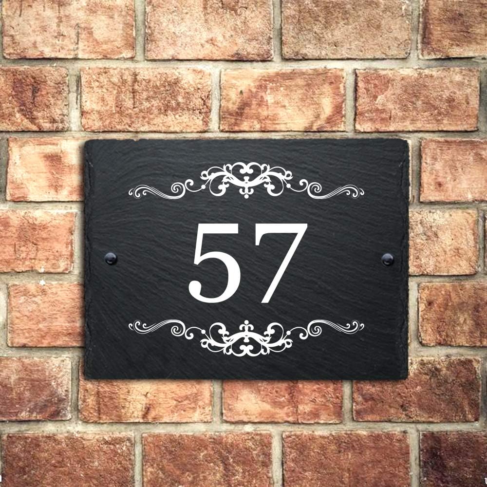 EDSG Personalised Natural Slate House Sign 20x15cm UV Printed Door Number