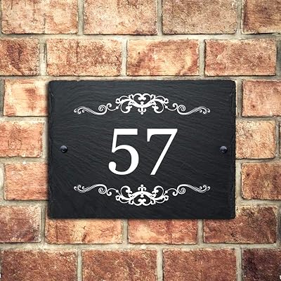 EDSG Personalised Natural Slate House Sign 20x15cm UV Printed Door Number