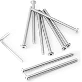 Biaungdo 12 Pack Flat Head Allen Bolts, 1/4-20x4 Inch Silver Socket Screws | Stainless Steel Corrosion Resistant, Countersunk Flush Fit, Includes 4mm Hex Wrench, Furniture Assembly Projects