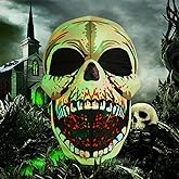 GOOSH 4 FT Halloween Inflatables Skull Outdoor Decorations Blow Up Yard Scary Colorful Dimming Skull with Built-in Magic LEDs for Garden Lawn Indoor Party Decor