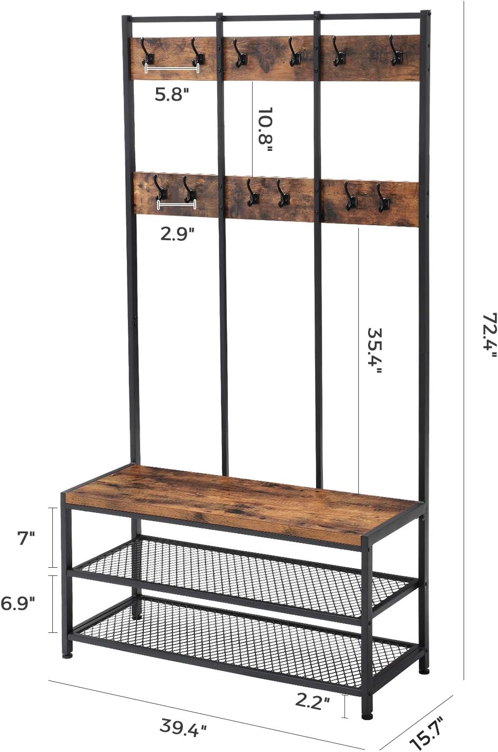 hallway shoe bench on Multifunctional Hallway Shelf Vasagle Large Coat Rack Stand Coat Tree With 12 Hooks And Shoe Bench In Industrial Design Hall Tree Greige And Black Uhsr086b02 Office Bedroom Furniture Entryway Furniture Ilsr Org