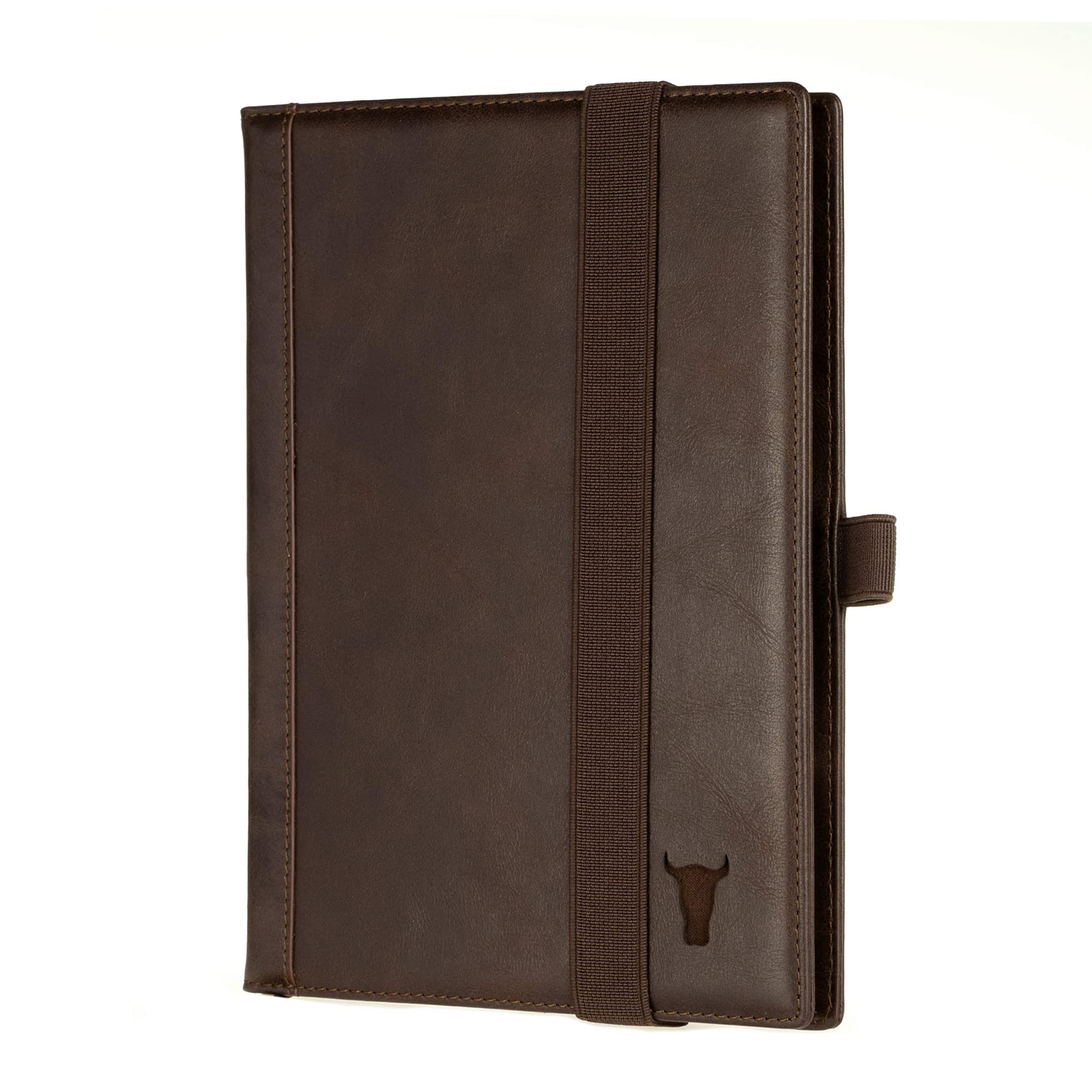 TORRO Genuine Leather Hardback Notebook Cover with 1X Refill Pad (A5 Dark Brown)