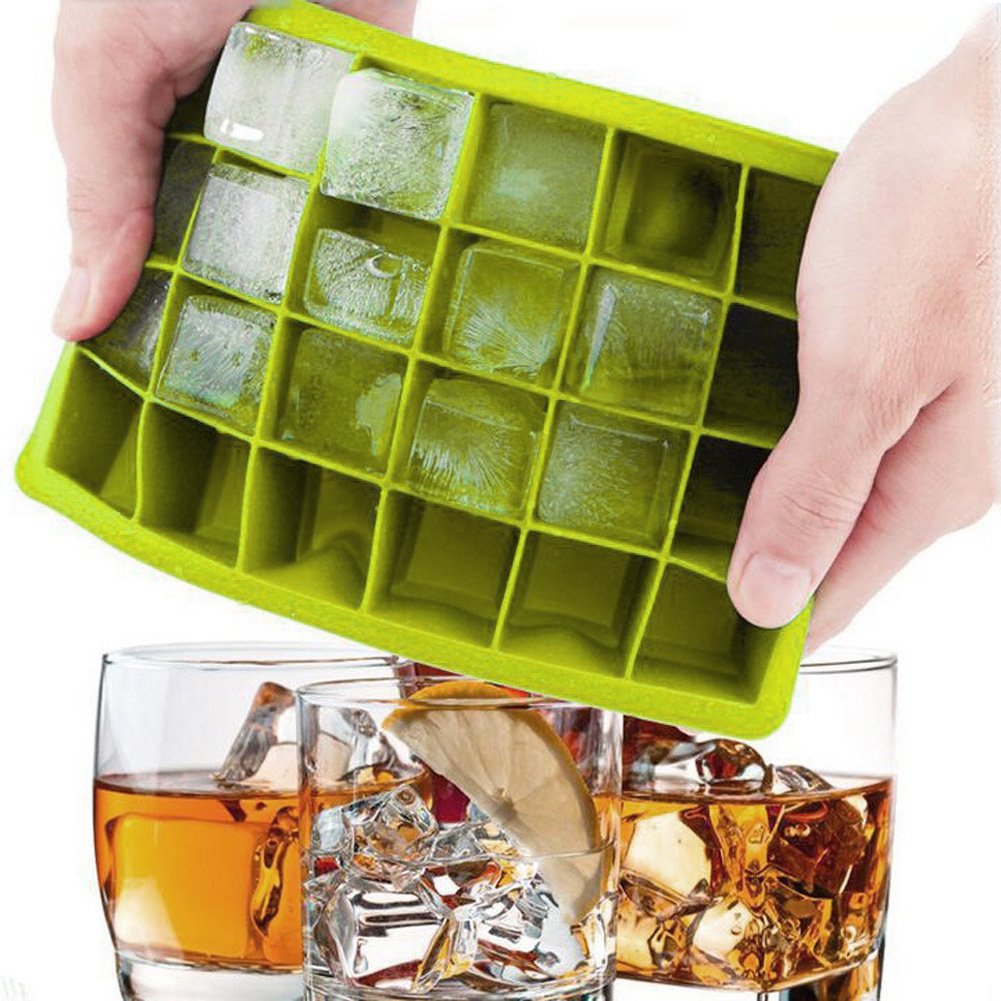 Ice Cube Trays, Silicone Ice Tray Molds Easy Release Ice Jelly Pudding Maker Mold,24 Cavity (Green)