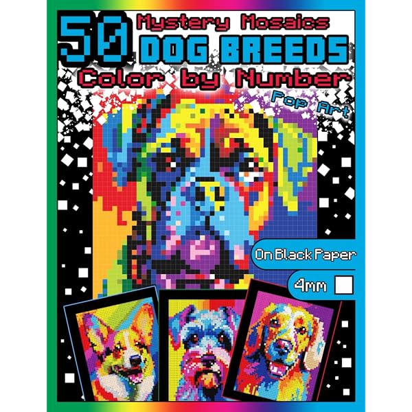 Amazon.com: Mystery Mosaics Color by Number: 50 Dog Breeds: Pixel