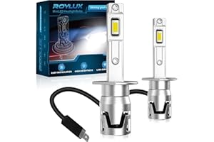 ROYLUX H1 LED Bulb, 500% Brighter Halogen Light 1:1 Mini Size No Adapter Required Plug and Play, 6000K Cool White, Pack of 2